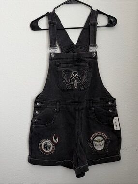 Black Star Wars-Themed Short Overalls Romper